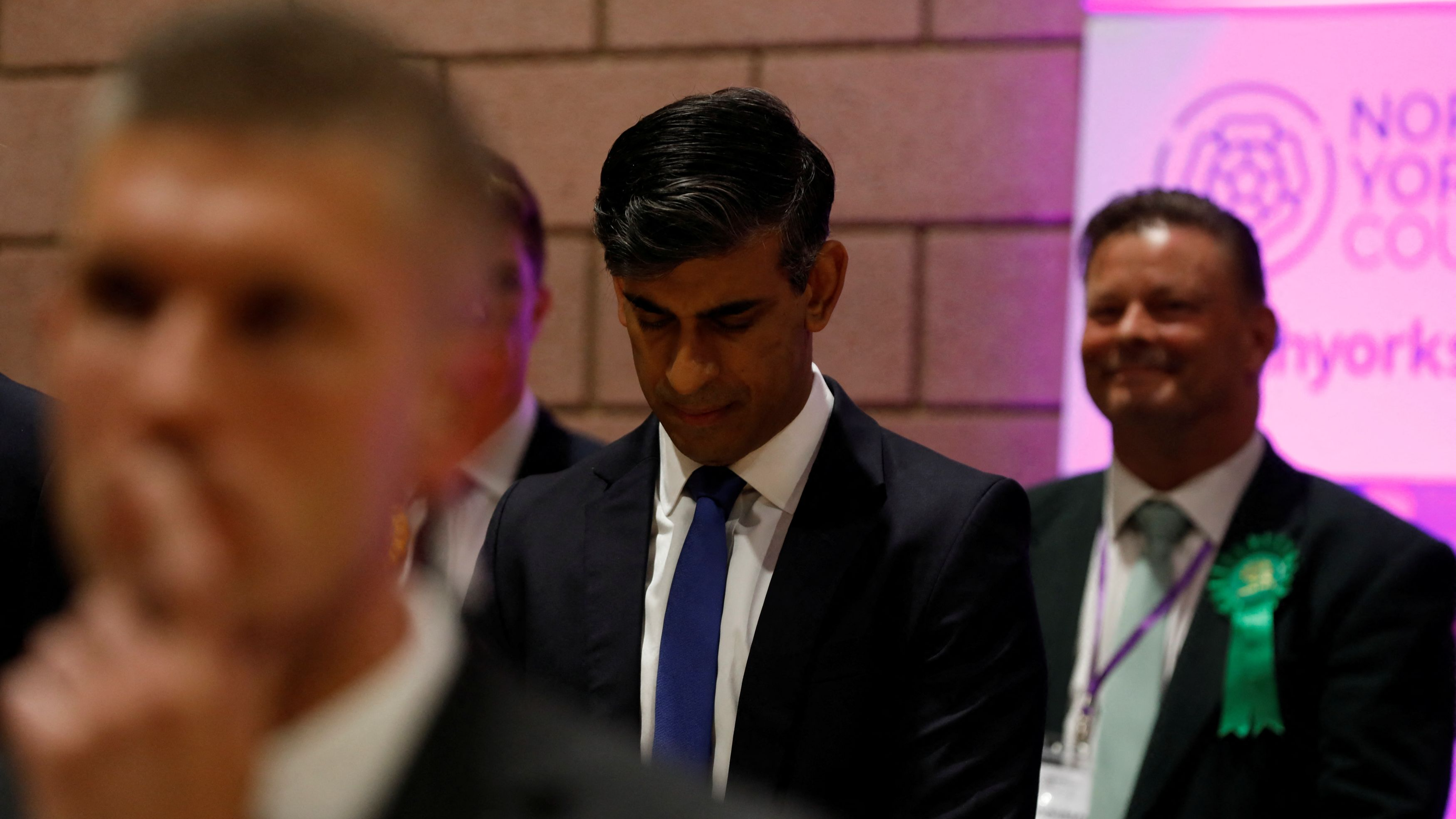 UK Prime Minister Rishi Sunak reacts after winning his seat in Richmond and Northallerton during the UK election in Northallerton, Britain, July 5, 2024. /Reuters