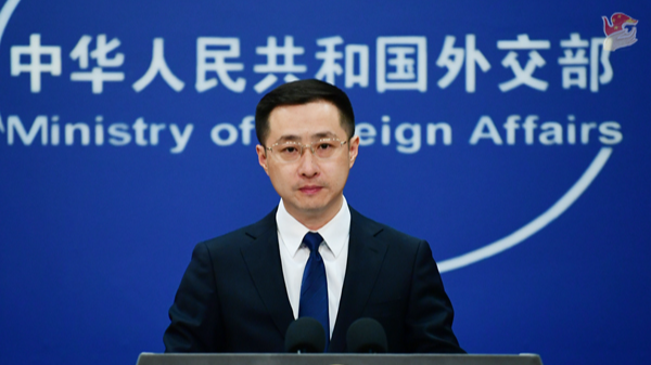 A file photo of Lin Jian, a spokesperson for the Chinese Foreign Ministry, at a regular press briefing in Beijing, China. /Chinese Foreign Ministry
