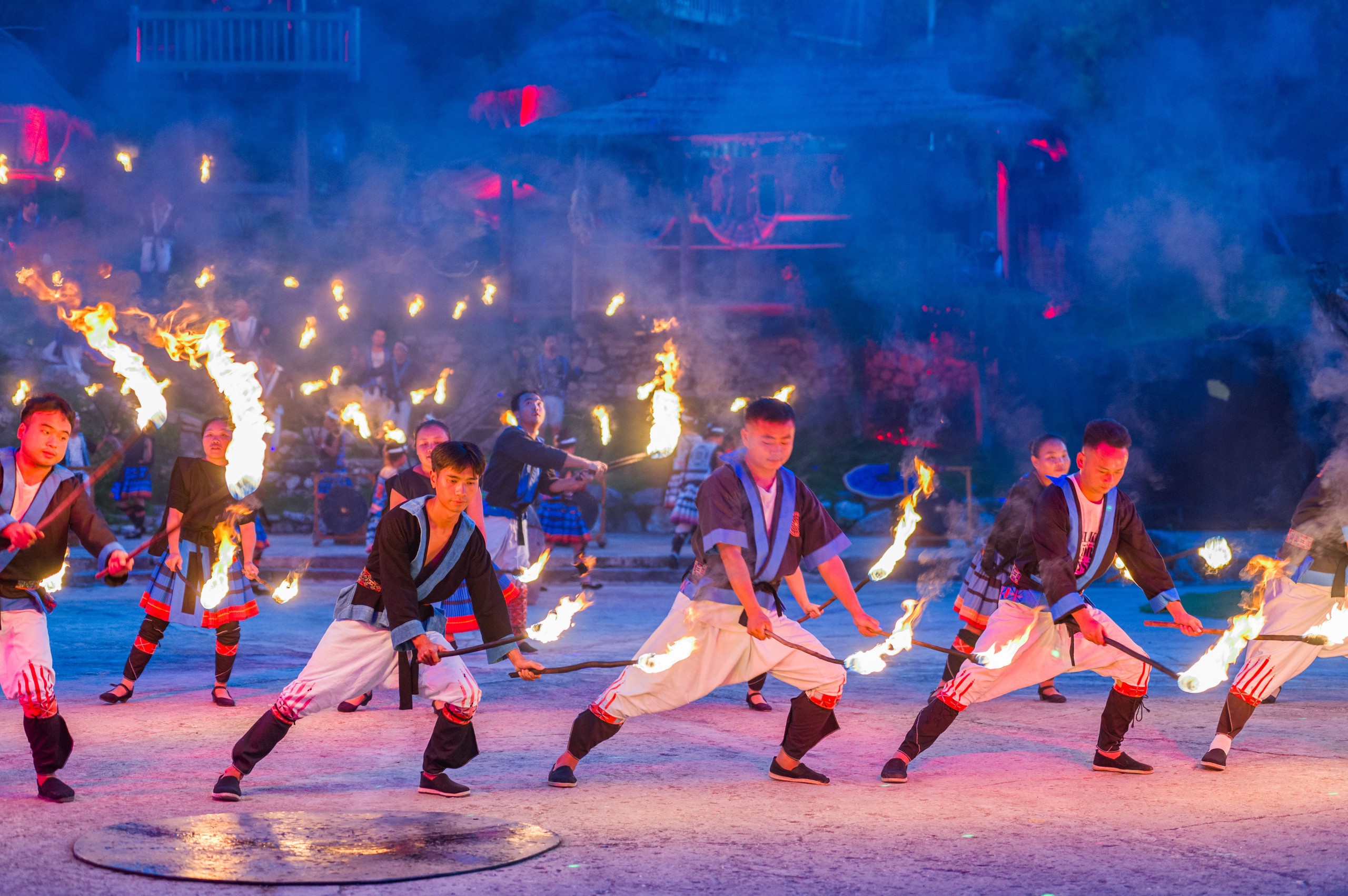 Yao people perform in Yaoshan Ancient Village, Guizhou Province on July 6, 2024. /IC