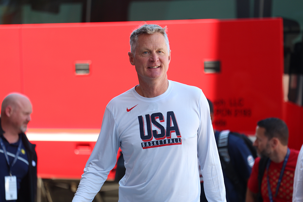 Steve Kerr, head coach of the USA, looks on during training camp in Las Vegas, Nevada, July 6, 2024. /CFP