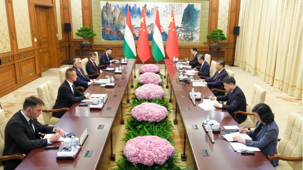 Chinese President Xi Jinping meets with Hungary's Prime Minister Viktor Orban at the Diaoyutai State Guesthouse in Beijing, capital of China, July 8, 2024. /Xinhua