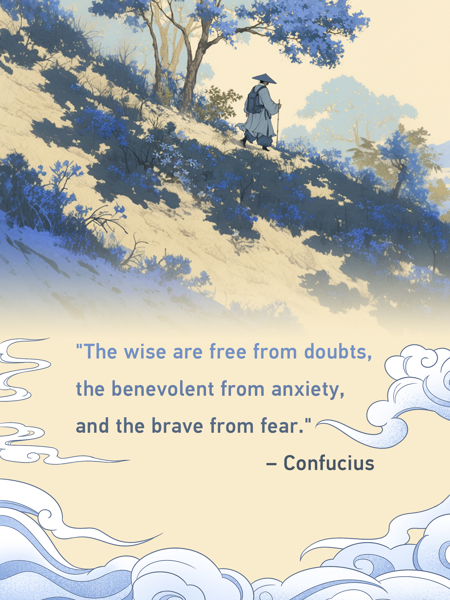 This AI-generated poster features a quote from The Analects of Confucius that highlights the virtues that this ancient sage cherished. /CGTN