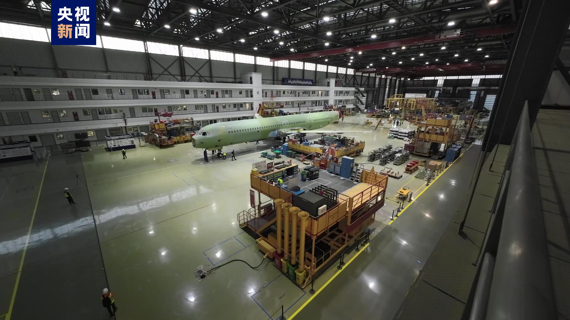 A view of the Airbus production line in Tianjin Municipality, north China. /CMG