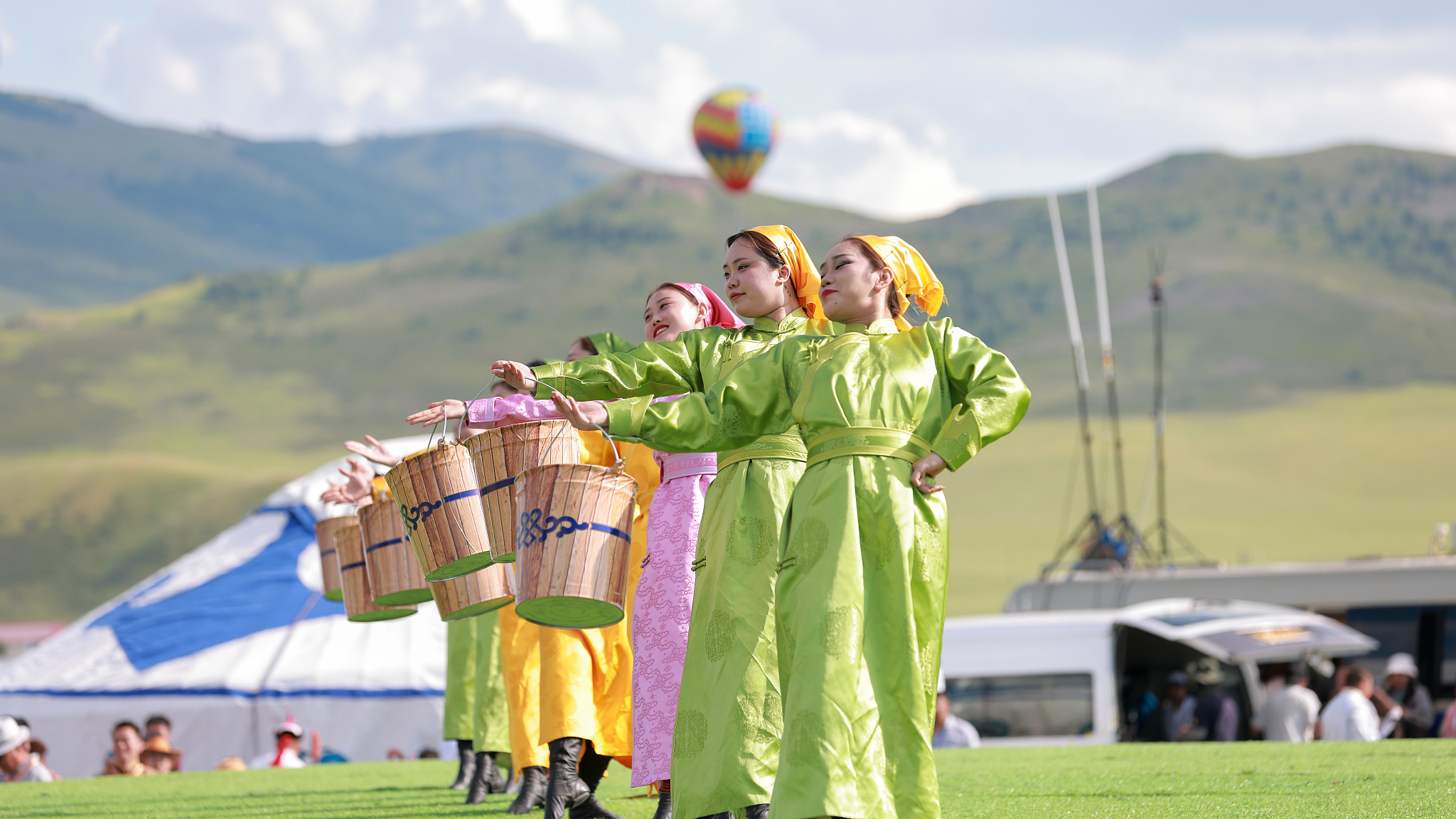 Women dance during the Naadam Festival held in Hinggan League, Inner Mongolia, in 2023. /CFP
