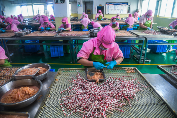 Pet food is produced at a factory in Pingyang county of Wenzhou, east China's Zhejiang Province, June 21, 2017. /Xinhua