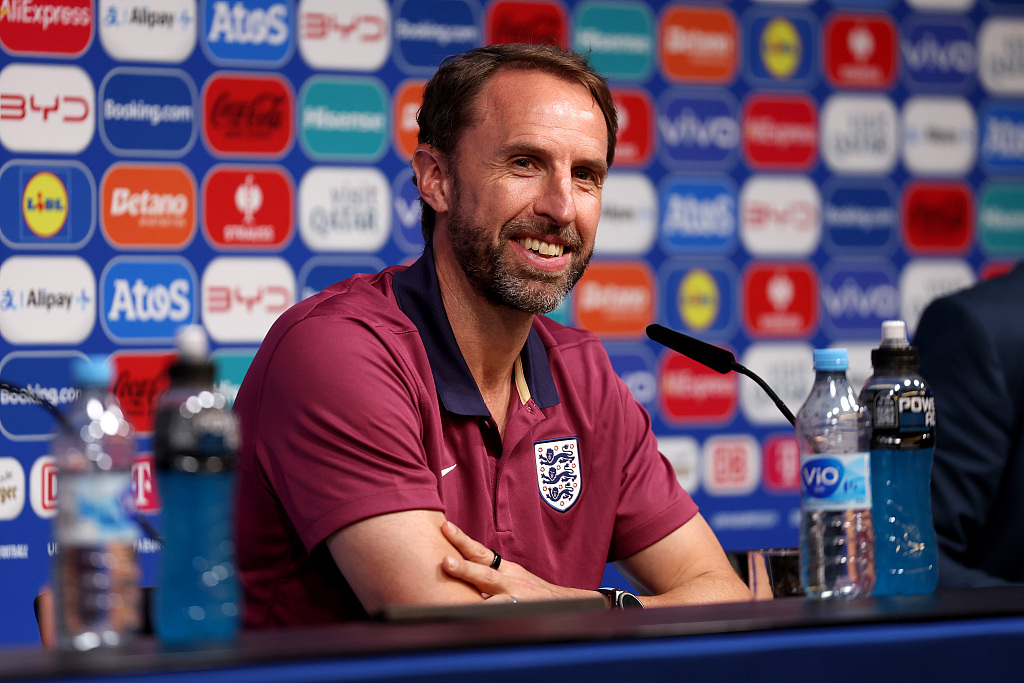 Gareth Southgate, manager of England, speaks at the press conference ahead of the Euro 2024 semifinals against the Netherlands in Dortmund, Germany, July 9, 2024. /CFP
