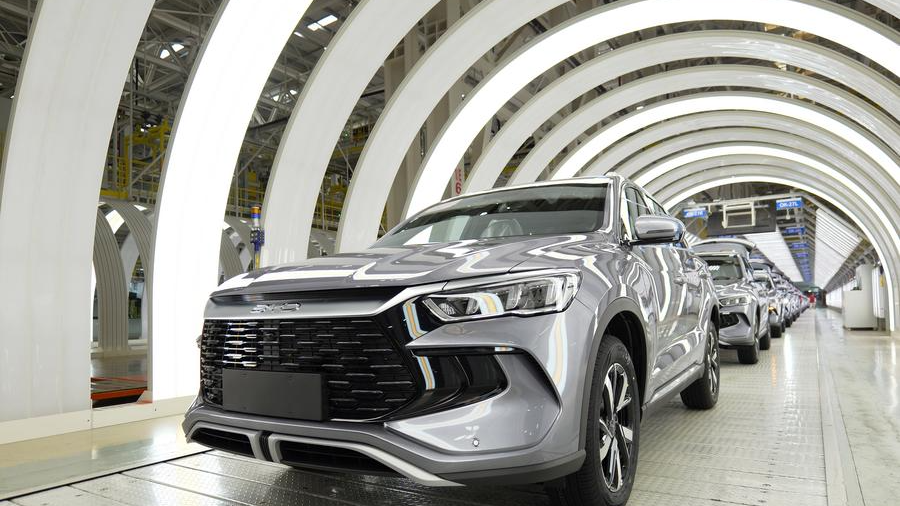 The EV assembly line of BYD, China's leading NEV manufacturer, at the plant of BYD in Zhengzhou City, central China's Henan Province, April 24, 2024. /CFP
