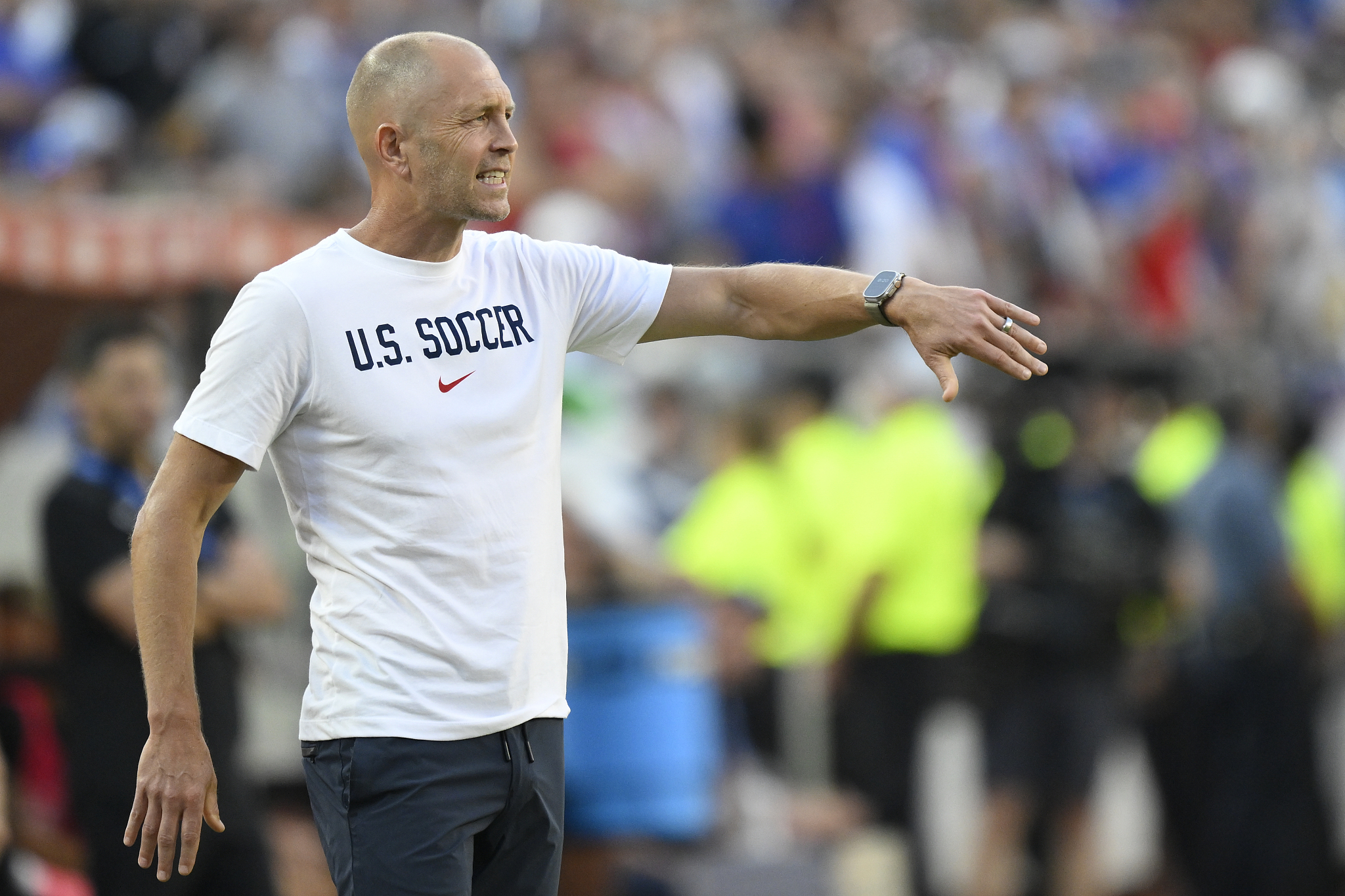 Gregg Berhalter, head coach of the USA, gestures during a Copa America group stage game against Uruguay in Kansas City, Missouri, July 1, 2024. /CFP