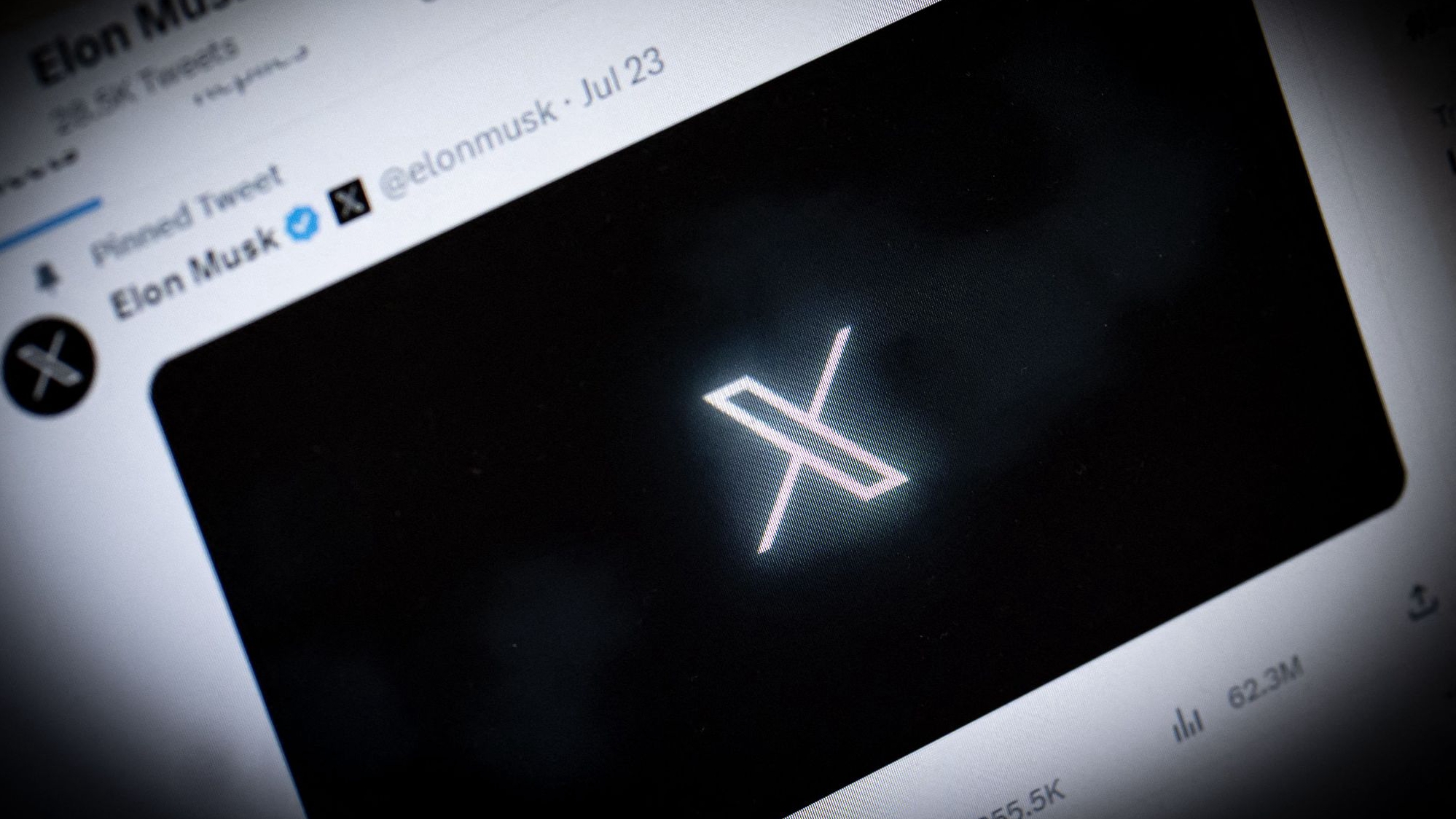 The logo of X is pictured on the account of it's owner Elon Musk. /CFP
