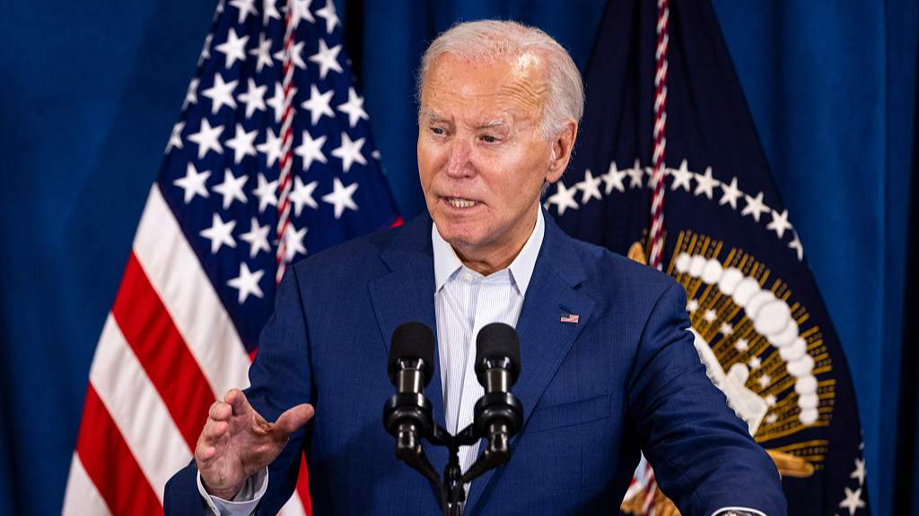 U.S. President Joe Biden speaks at the Rehoboth Beach Police Department in Rehoboth Beach, Delaware after his Republican opponent, Donald Trump, was injured following a shooting at an election rally in Pennsylvania, U.S., July 13, 2024. /CFP