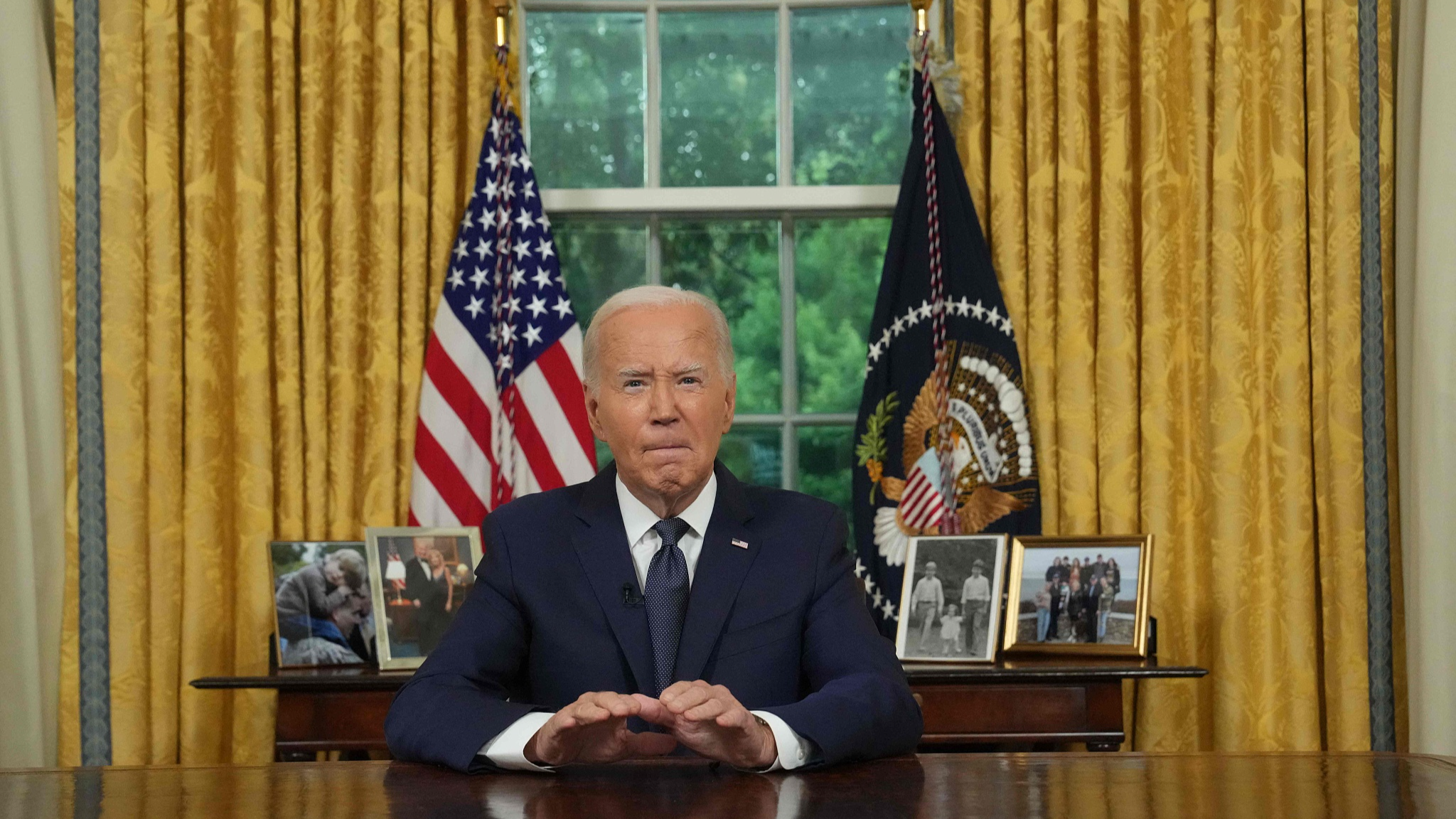 U.S. President Joe Biden addresses the nation from the Oval Office of the White House in Washington, on July 14, 2024. /CFP