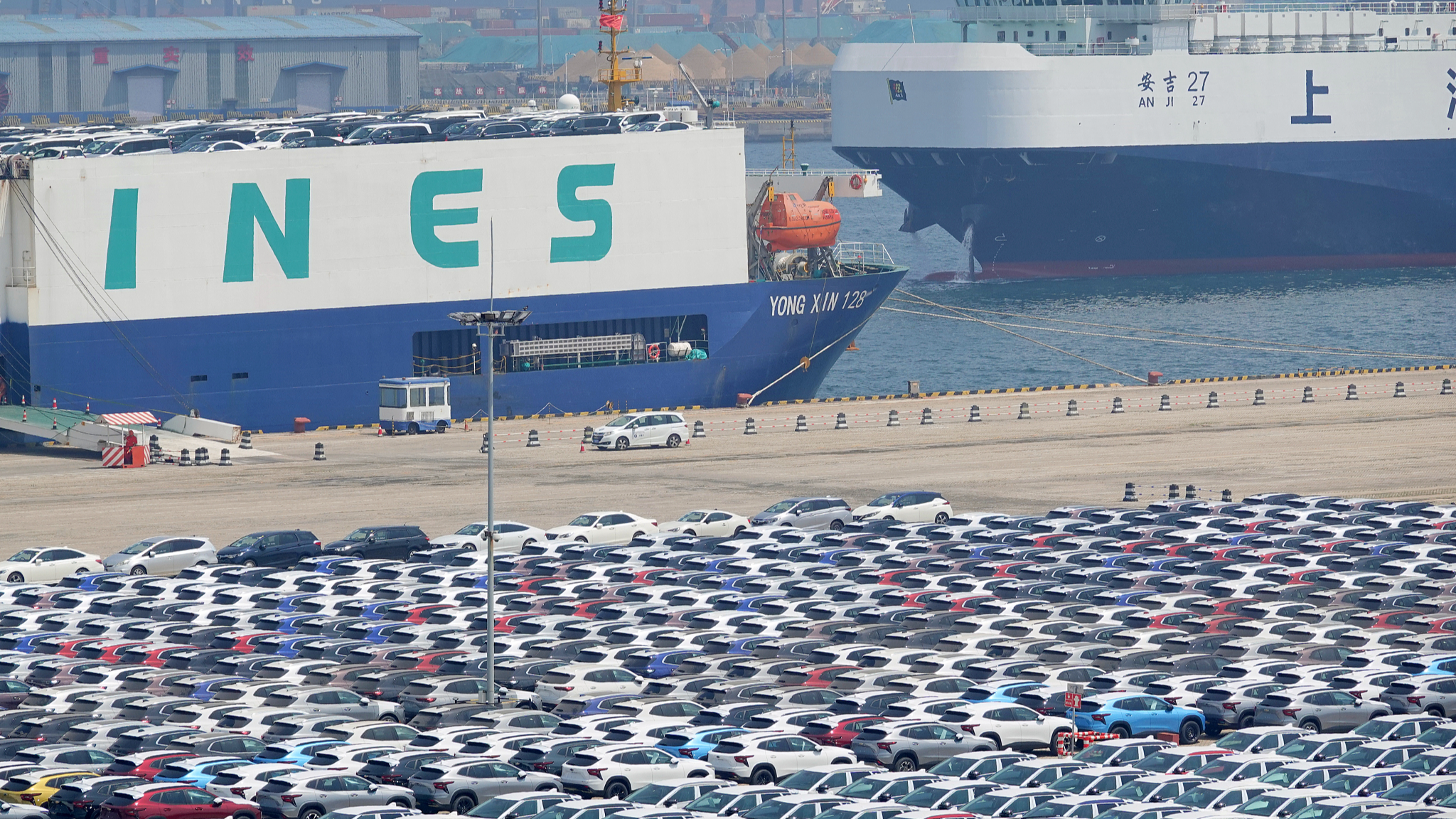 Cars are exported through Yantai Port, east China's Shandong Province, July 12, 2024./CFP