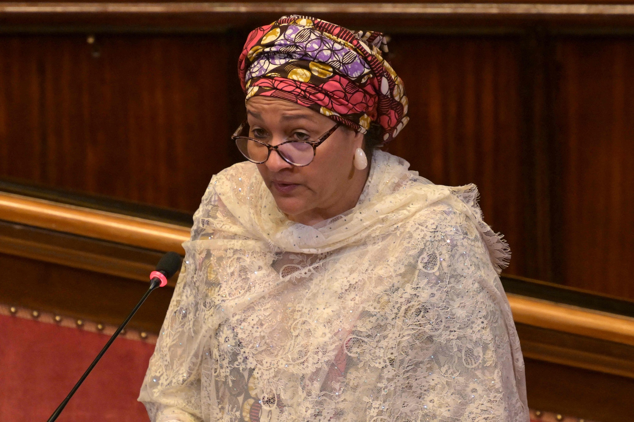 UN Deputy Secretary-General Amina Mohammed delivers a speech during the Italy-Africa international conference in Rome, Italy, January 29, 2024. /CFP