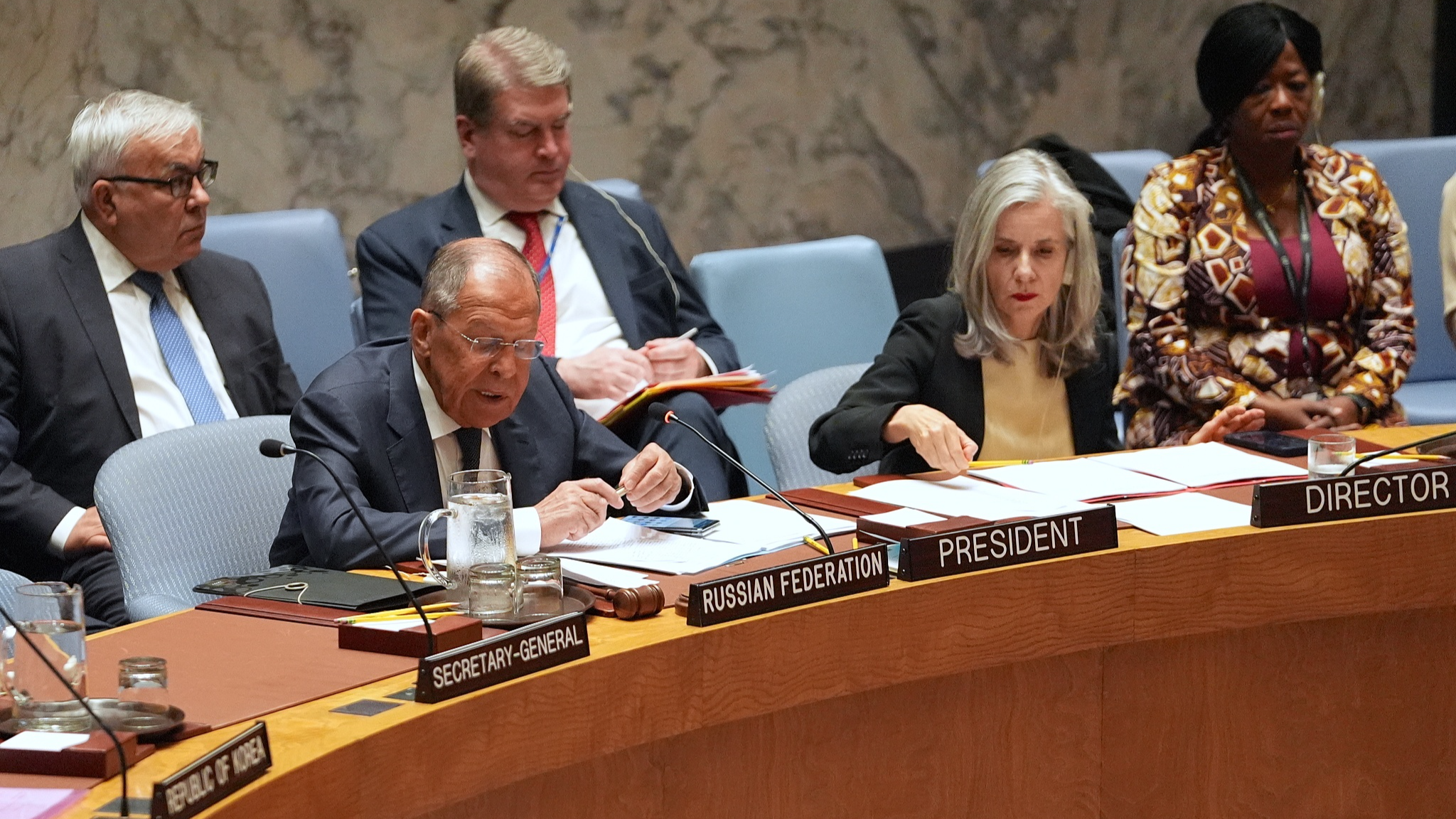 Russian Foreign Minister Sergey Lavrov attends a UN Security Council meeting in New York, U.S., July 16, 2024. /CFP