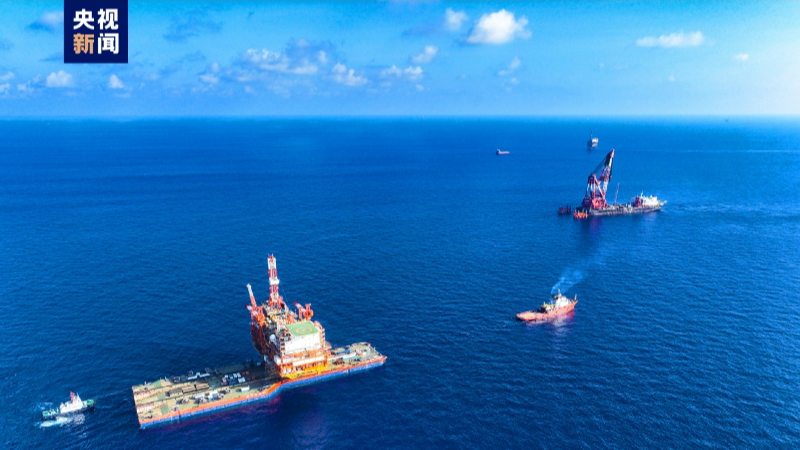 A view of China's offshore drilling platform Xijiang 30-2B in the South China Sea, south China's Guangdong Province. /CMG
