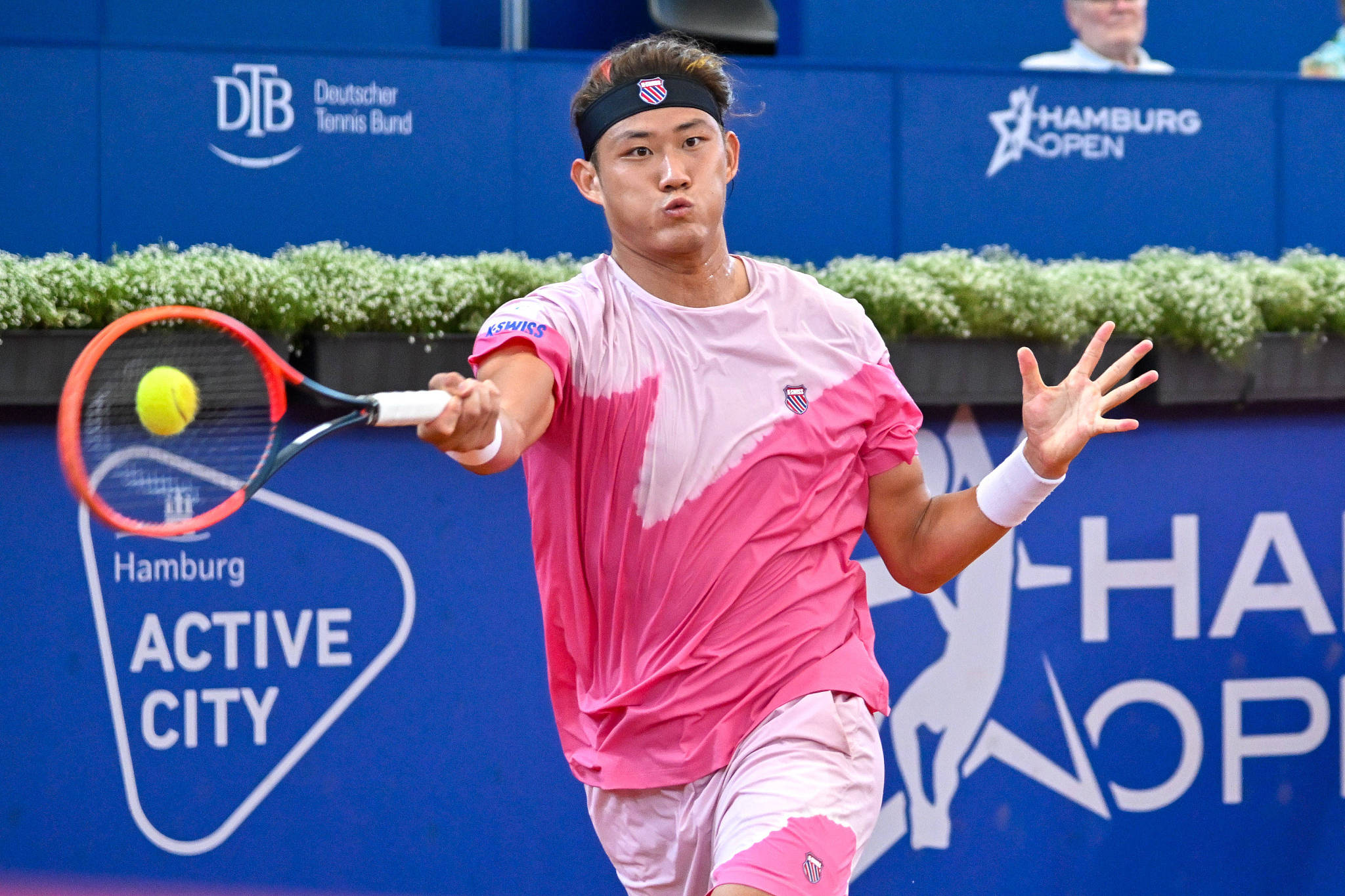 Zhang Zhizhen of China competes in a men's singles match against Thiago Seyboth Wild of Brazil at the Hamburg Open in Hamburg, Germany, July 16, 2024. /CFP