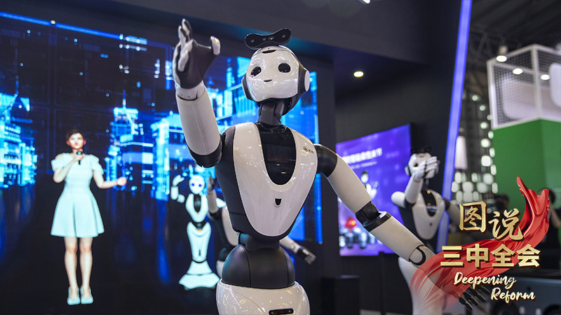 Robots perform a dance during the 2024 World AI Conference in Shanghai, east China, July 5, 2024. /CFP