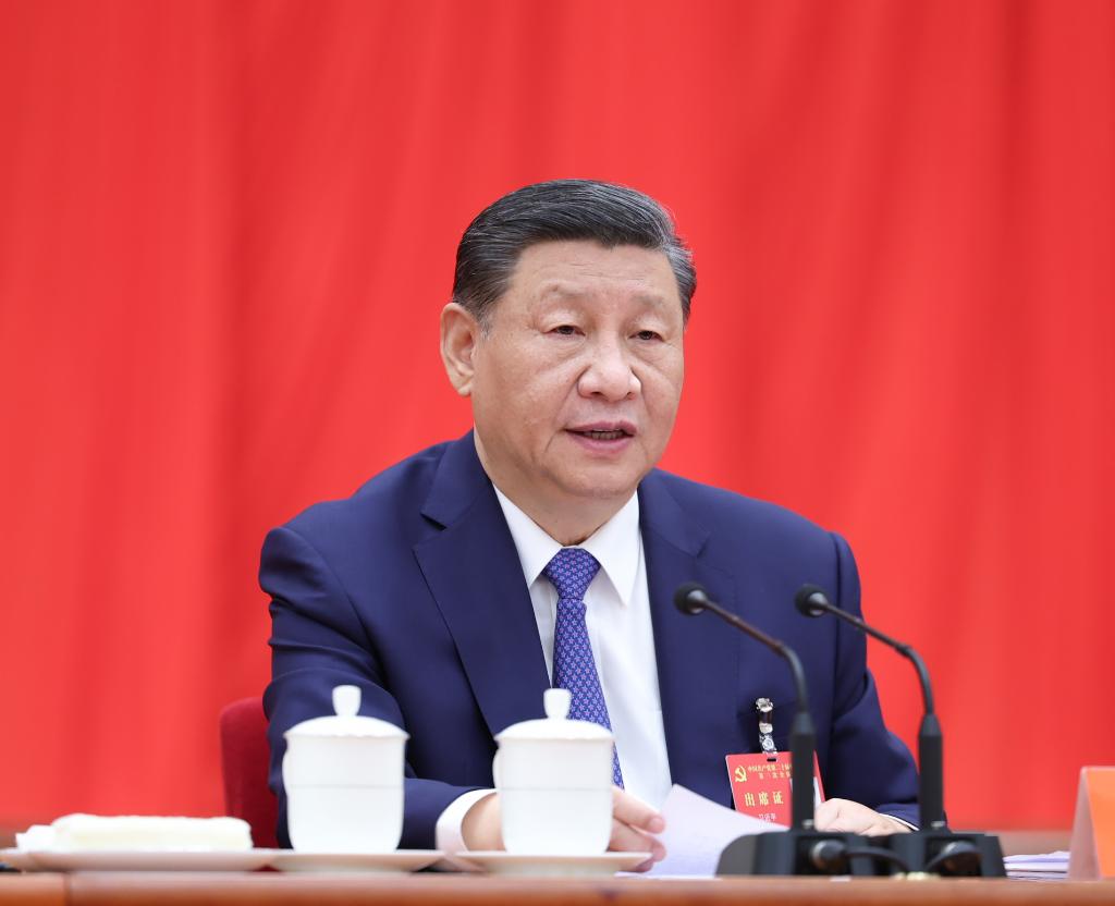 Xi Jinping, general secretary of the Communist Party of China Central Committee, delivers an important address at the third plenary session of the 20th CPC Central Committee in Beijing. The plenary session was held from July 15 to 18, 2024. /Xinhua