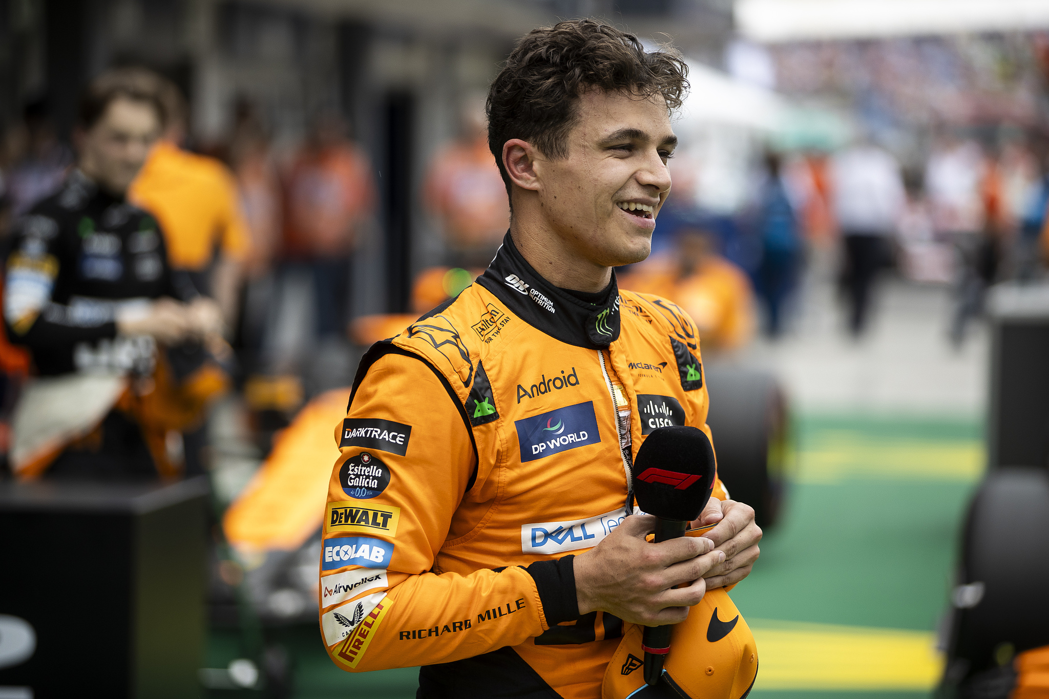 Pole position qualifier Lando Norris of McLaren looks on in parc ferme ahead of F1 Hungarian Grand Prix Qualifying at the Hungaroring in Magyorod, Hungary, July 20, 2024. /CFP