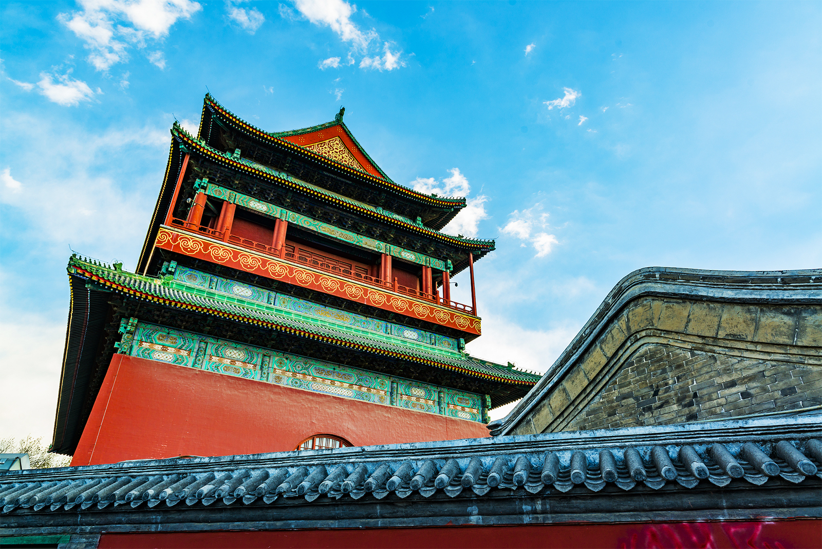 A file photos shows the Drum Tower at the northern end of the Beijing Central Axis. /CFP