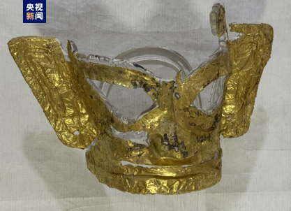 A gold mask on display at the Sanxingdui Museum in Guanghan, southwest China's Sichuan Province. /CMG