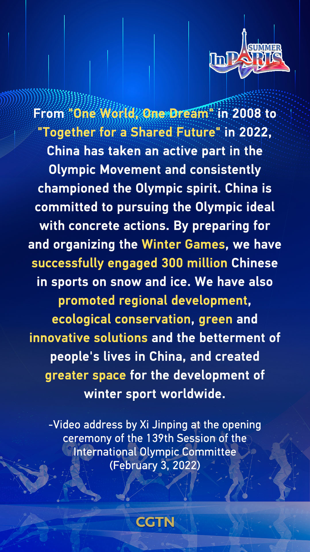 Xi Jinping's key quotes on carrying forward the Olympic spirit