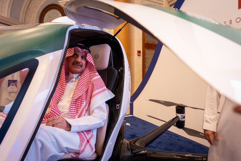 EH216 series pilotless eVTOL is showcased at the Future Aviation Forum in Saudi Arabia in May./Ehang
