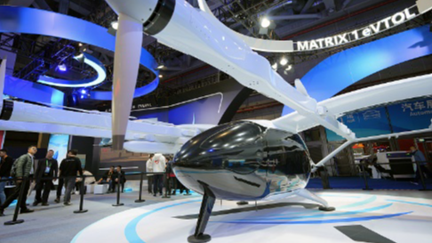 Visitors watched the Matrix1 electric vertical take-off and landing aircraft of Yufeng Future at the 6th China International Import Expo in Shanghai, on November 7, 2023. /CFP 