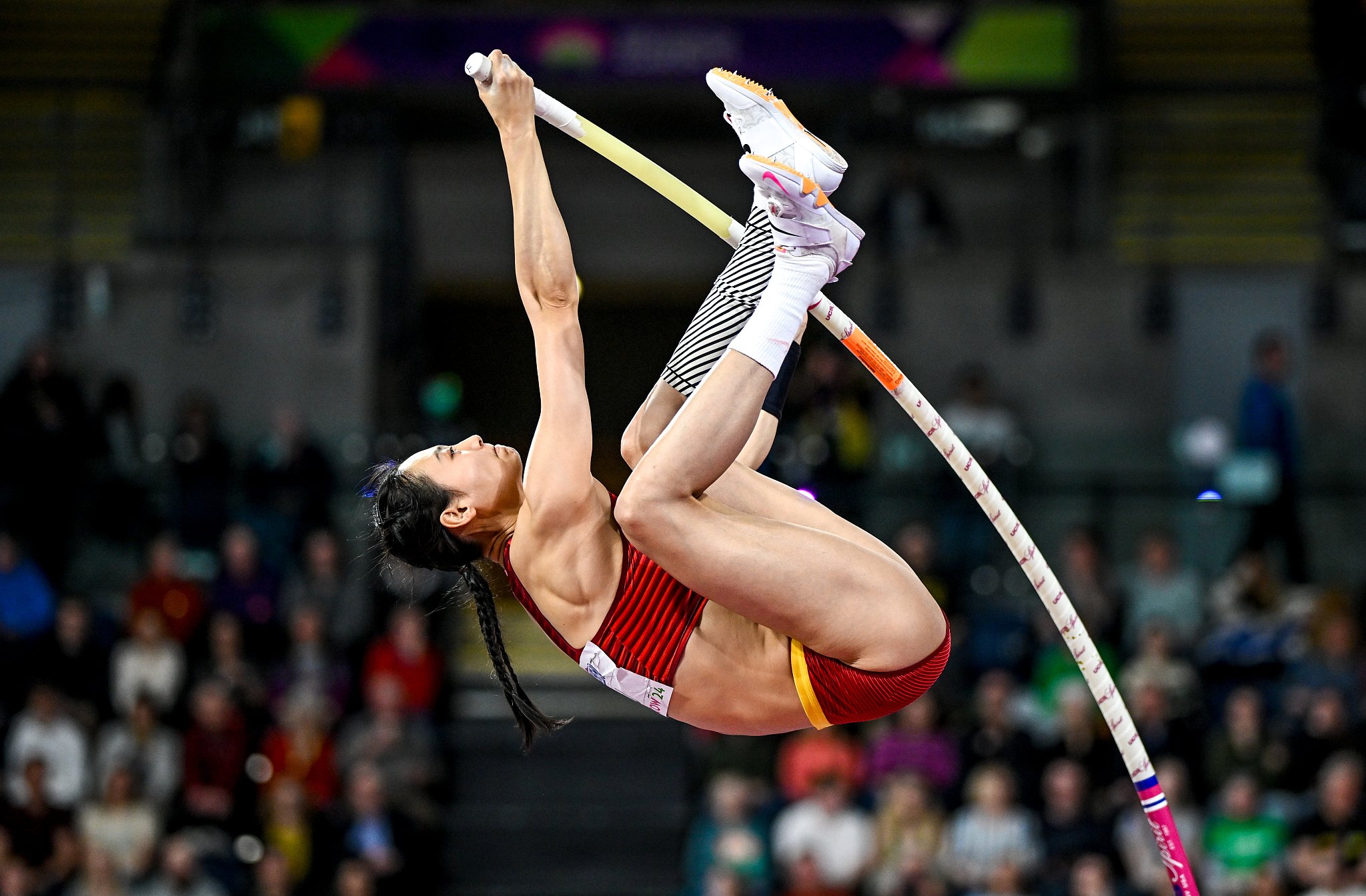 Li Ling of China competes in the women's pole vault final at the World Indoor Athletics Championships in Glasgow, Scotland, March 2, 2024. /CFP