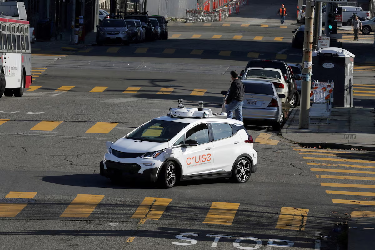 A self-driving GM Bolt EV is seen during a media event where Cruise, GM's autonomous car unit, showed off its self-driving cars in San Francisco, California, U.S. November 28, 2017. /Reuters