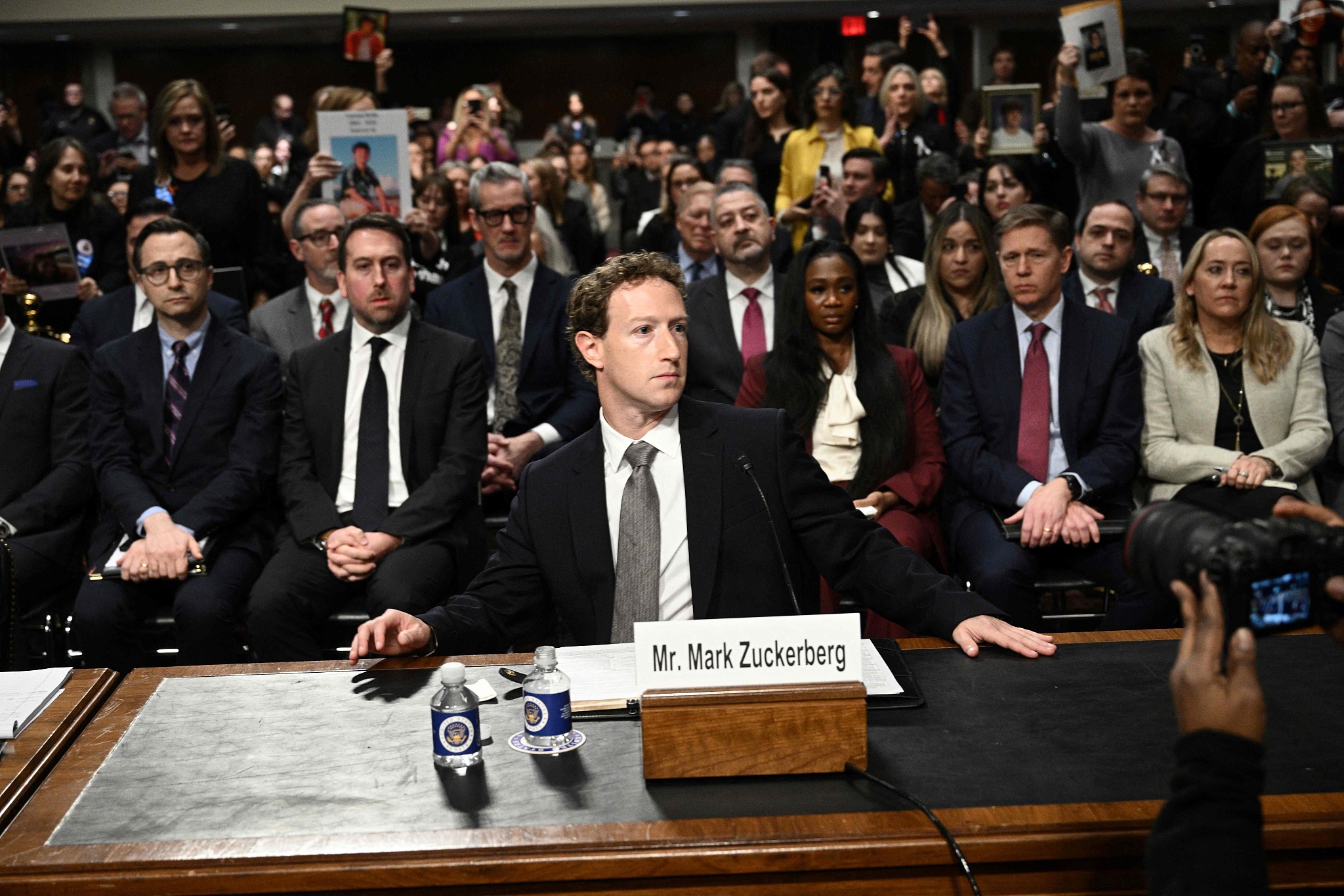Meta CEO Mark Zuckerberg looks on during the U.S. Senate Judiciary Committee hearing 