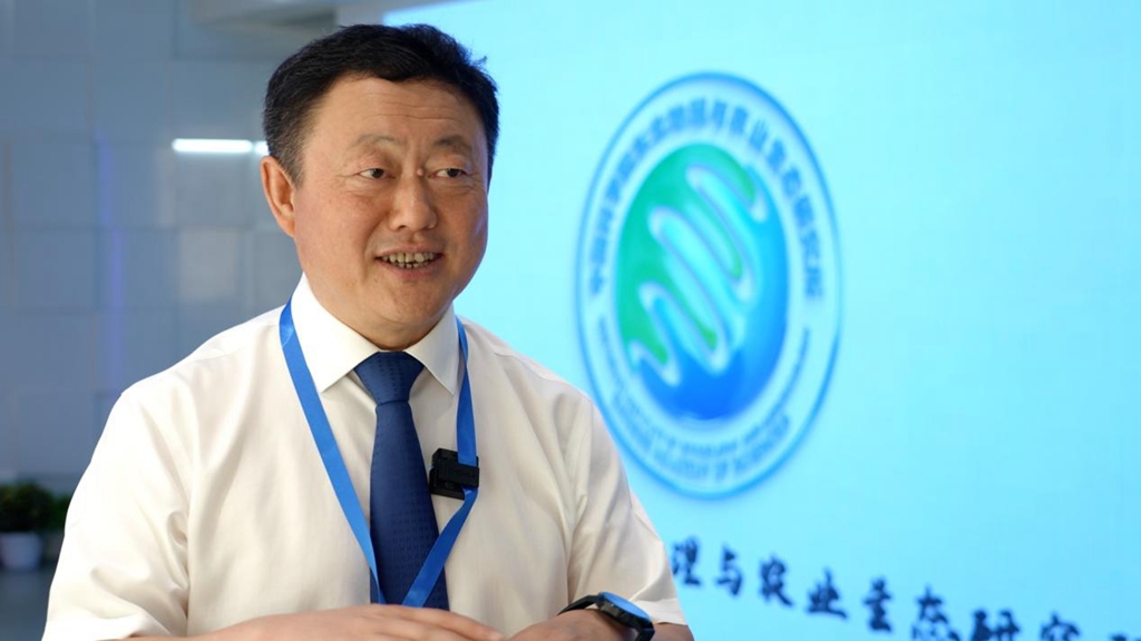 Jiang Ming, president of the Northeast Institute of Geography and Agroecology, CAS, during an interview with CGTN. /CGTN