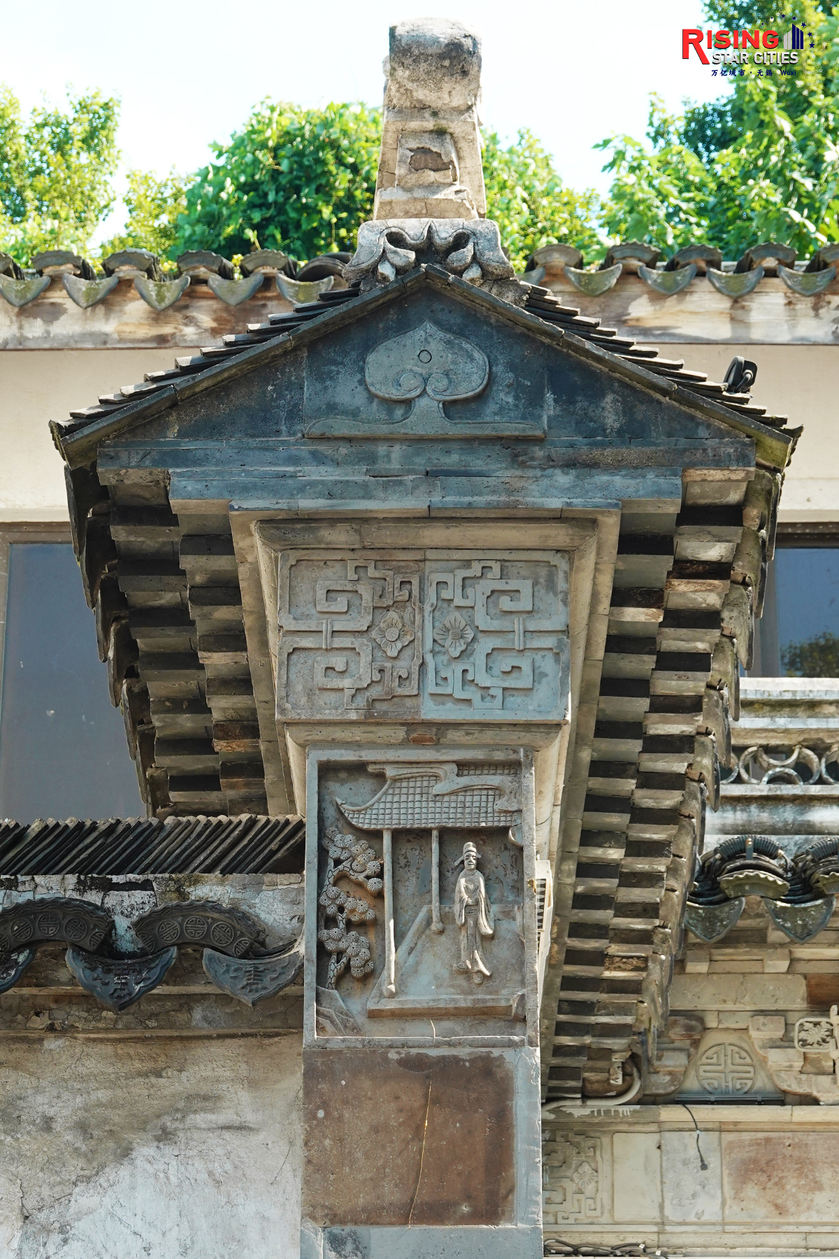 Photos taken on July 23, 2024 shows details of the time-honored buildings found in Huishan Ancient Town, Wuxi, Jiangsu Province.