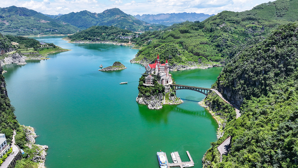 Jilongbao is seen surrounded by Wanfeng Lake in Xingyi City, Guizhou Province on July 23, 2024. /CFP
