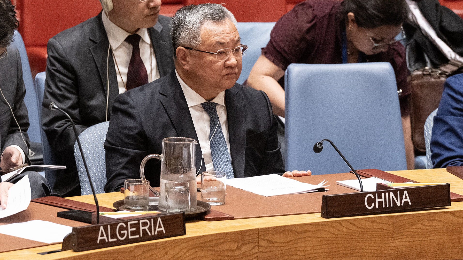 Fu Cong, China's permanent representative to the United Nations, attends a Security Council meeting at UN Headquarters in New York, May 29, 2024. /CFP