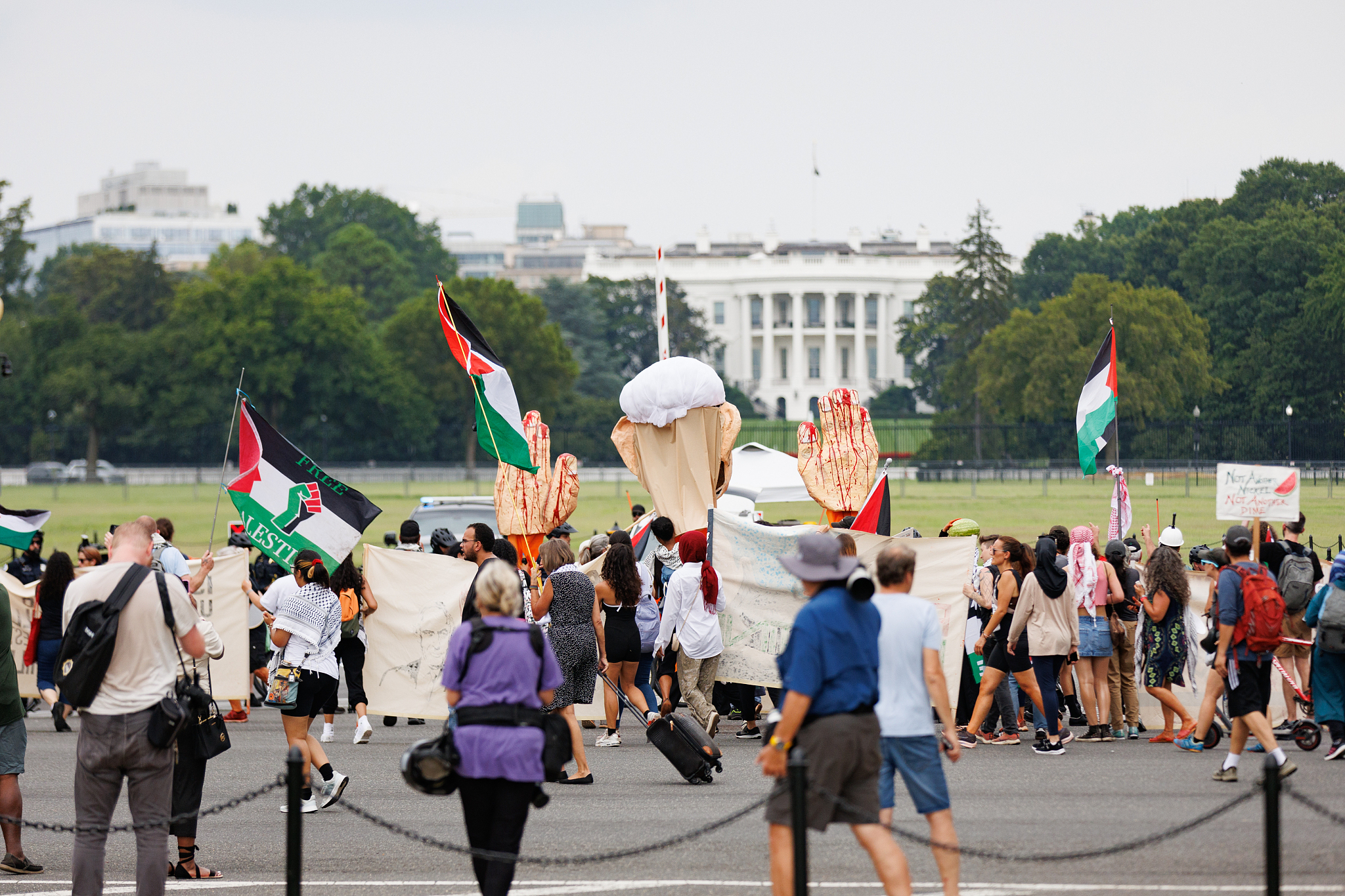 Pro-Palestinian protesters demonstrate against Israeli Prime Minister Benjamin Netanyahu in front of the White House in Washington D.C., U.S., July 25, 2024. /CFP