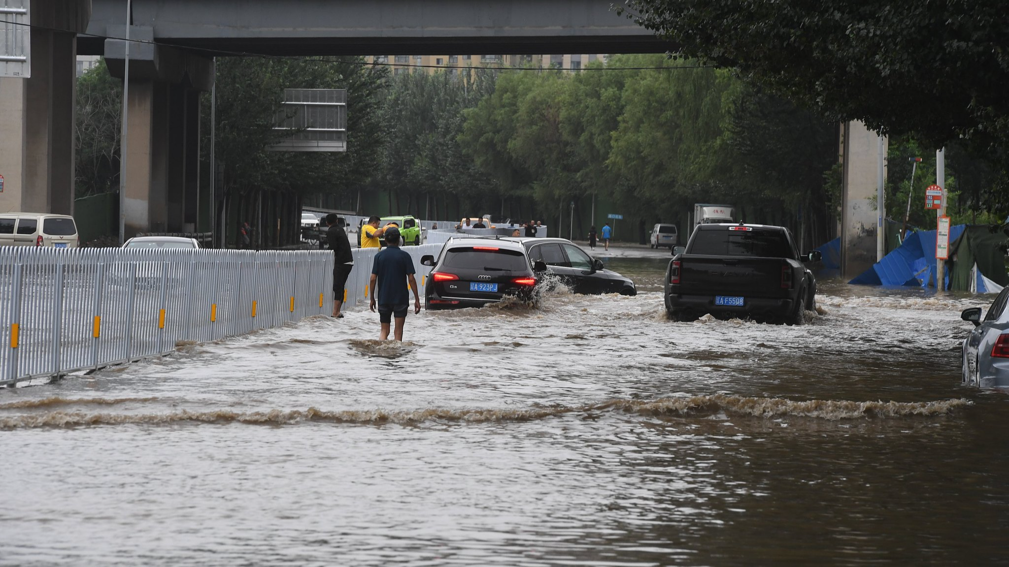 A street is seen flooded after heavy rainfall from Typhoon Gaemi in Shenyang, northeast China's Liaoning Province, July 27, 2024. /CFP