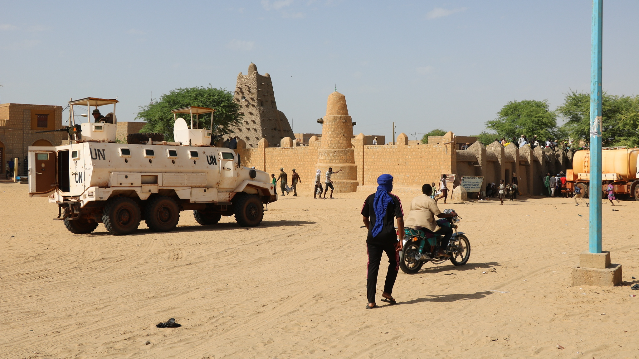 United Nations forces patrol the streets of Timbuktu, Mali, on September 26, 2021. /CFP