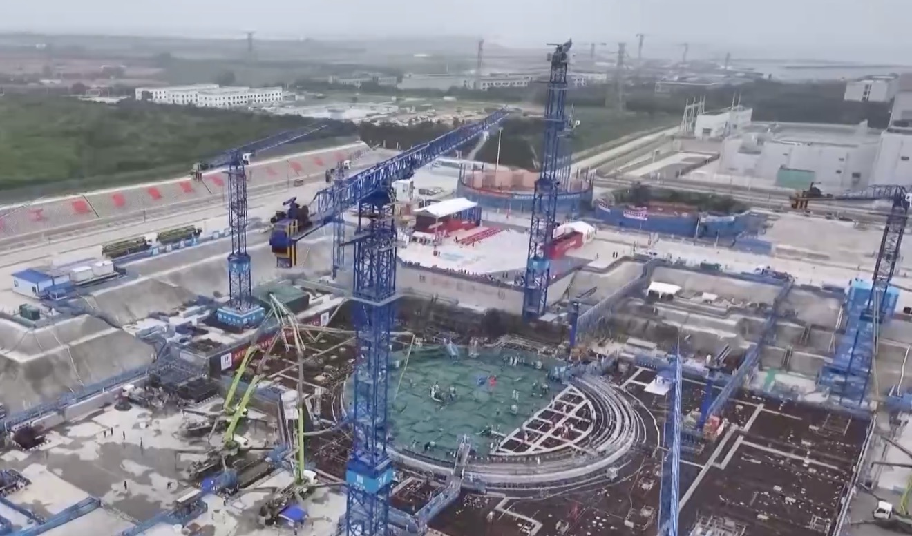 The construction site of the first phase of the expansion project for HTGR nuclear power plant, in Rongcheng County, Weihai City, east China's Shandong Province, July 28, 2024. /CMG