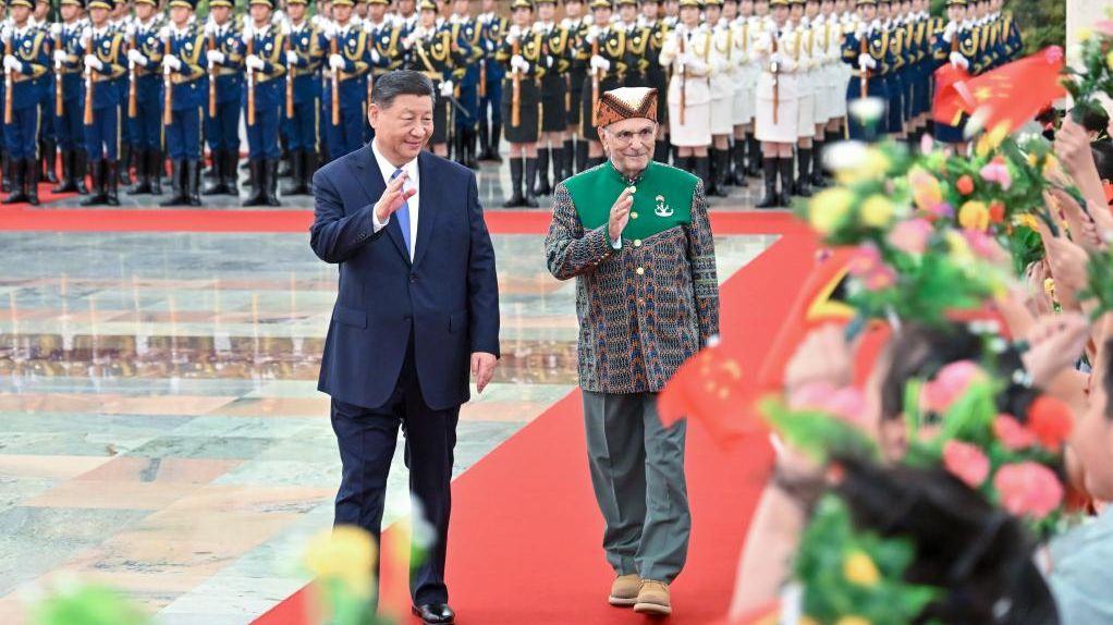 Chinese President Xi Jinping holds a welcome ceremony for President of the Democratic Republic of Timor-Leste Jose Ramos-Horta in the Northern Hall of the Great Hall of the People prior to their talks in Beijing, capital of China, July 29, 2024. /Xinhua