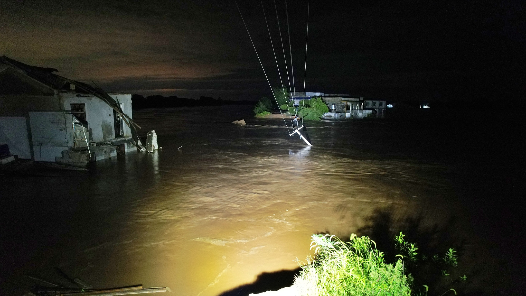 A view of the floods in Yisuhe Township, Xiangtan City, central China's Hunan Province, July 29, 2024. /CFP