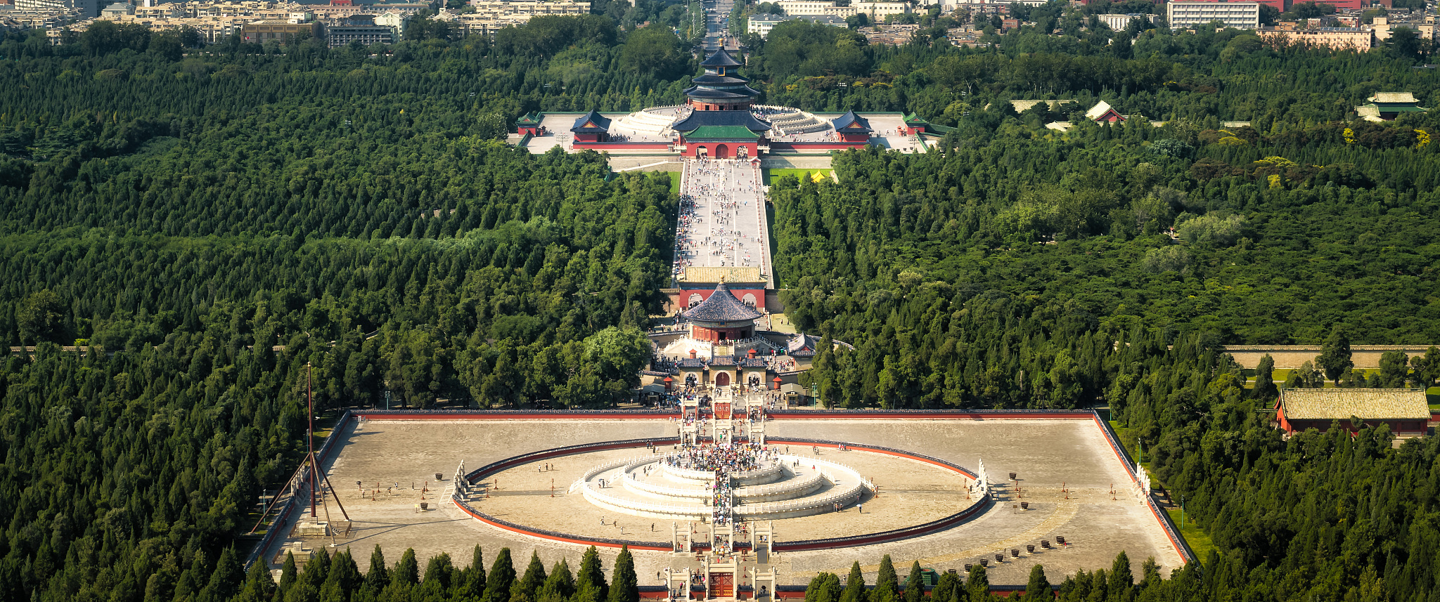 An aerial view of the Temple of Heaven, a key part of the Beijing Central Axis. /CFP