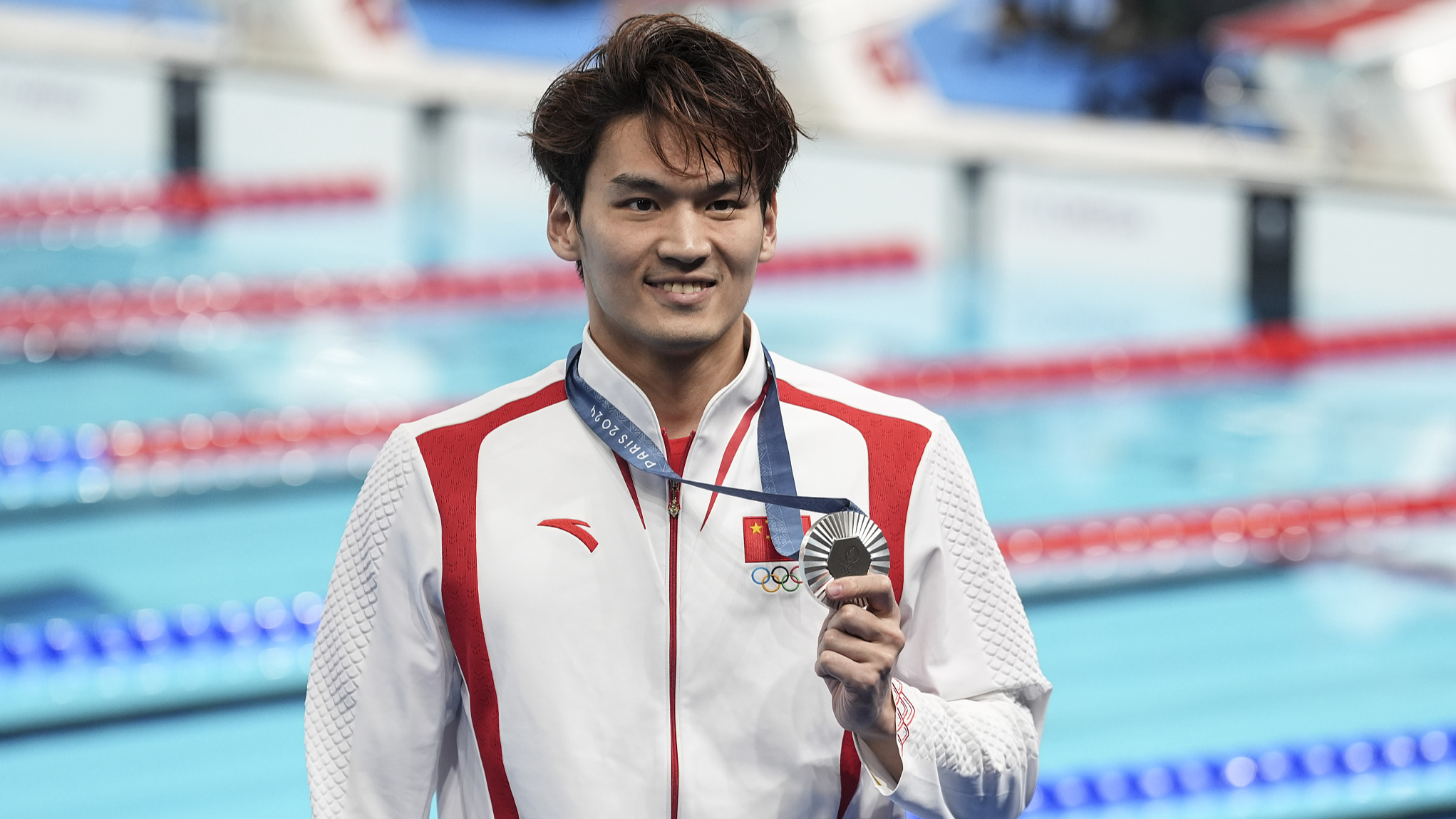 Xu Jiayu wins men's 100m backstroke silver at Paris Olympics in Paris, France, July 29, 2024. /CFP