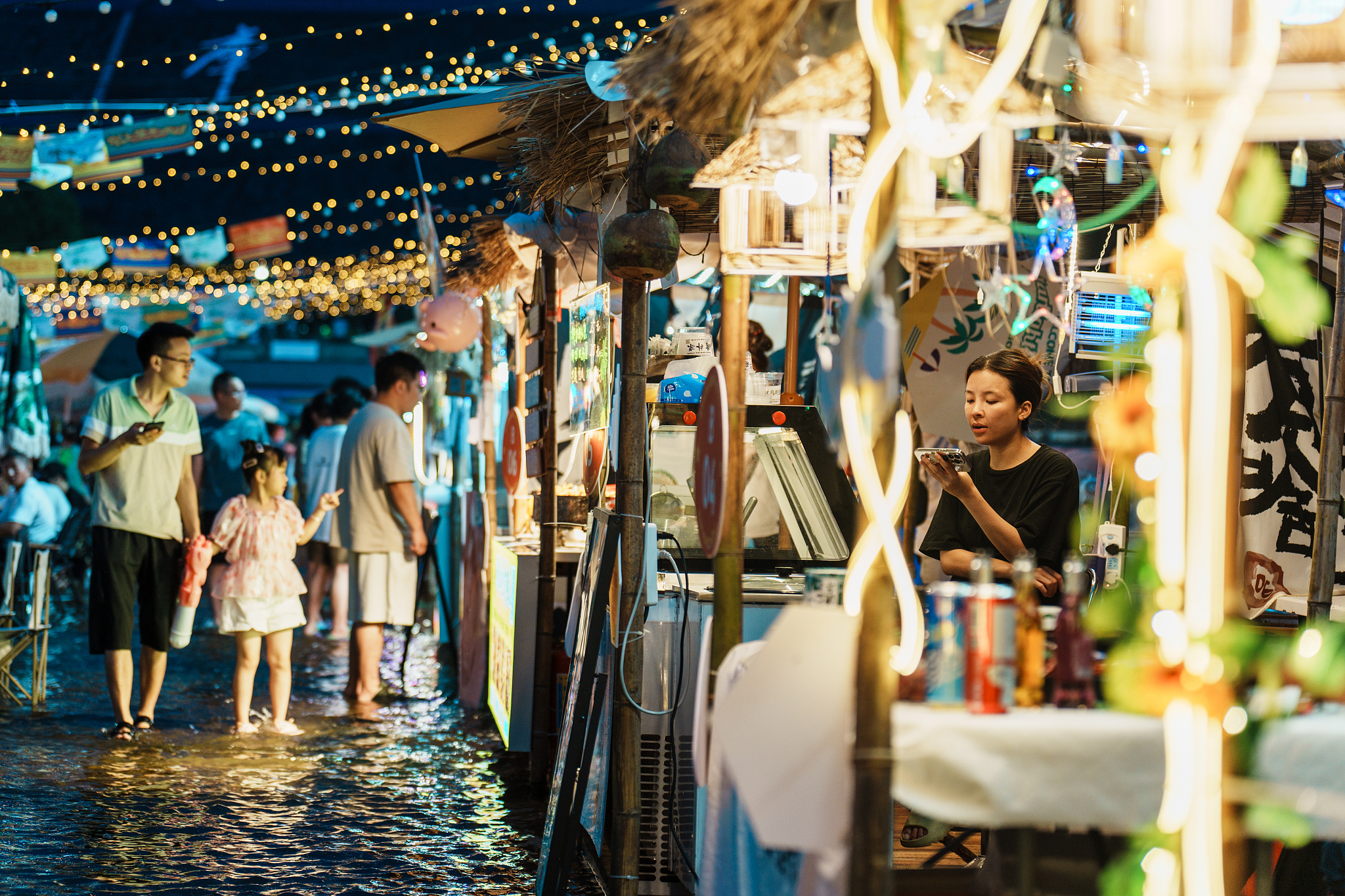 The nighttime economy stimulates consumption in Yiwu City, Zhejiang Province, China, July 14, 2024. /CFP