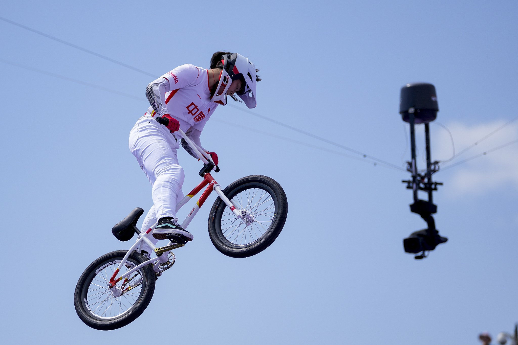 Deng Yawen of China competes in the BMX freestyle cycling women's park final at the 2024 Summer Olympics in Paris, France, July 31, 2024. /CFP