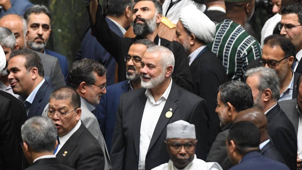 The late Hamas Politburo chief Ismail Haniyeh (C) in Tehran, Iran, July 30, 2024. /Xinhua