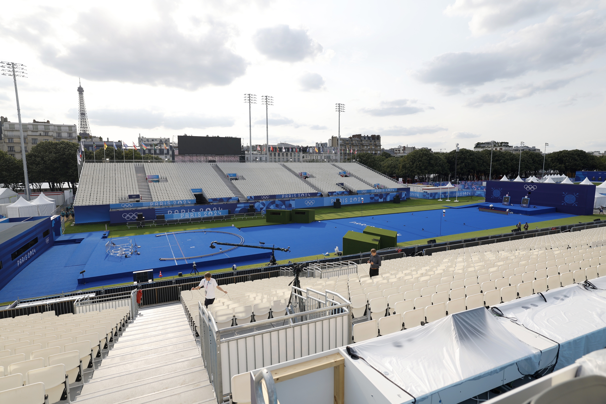 The archery venue for the Paris Olympics is pictured on July 24, 2024 at the Esplanade des Invalides in Paris. /IC