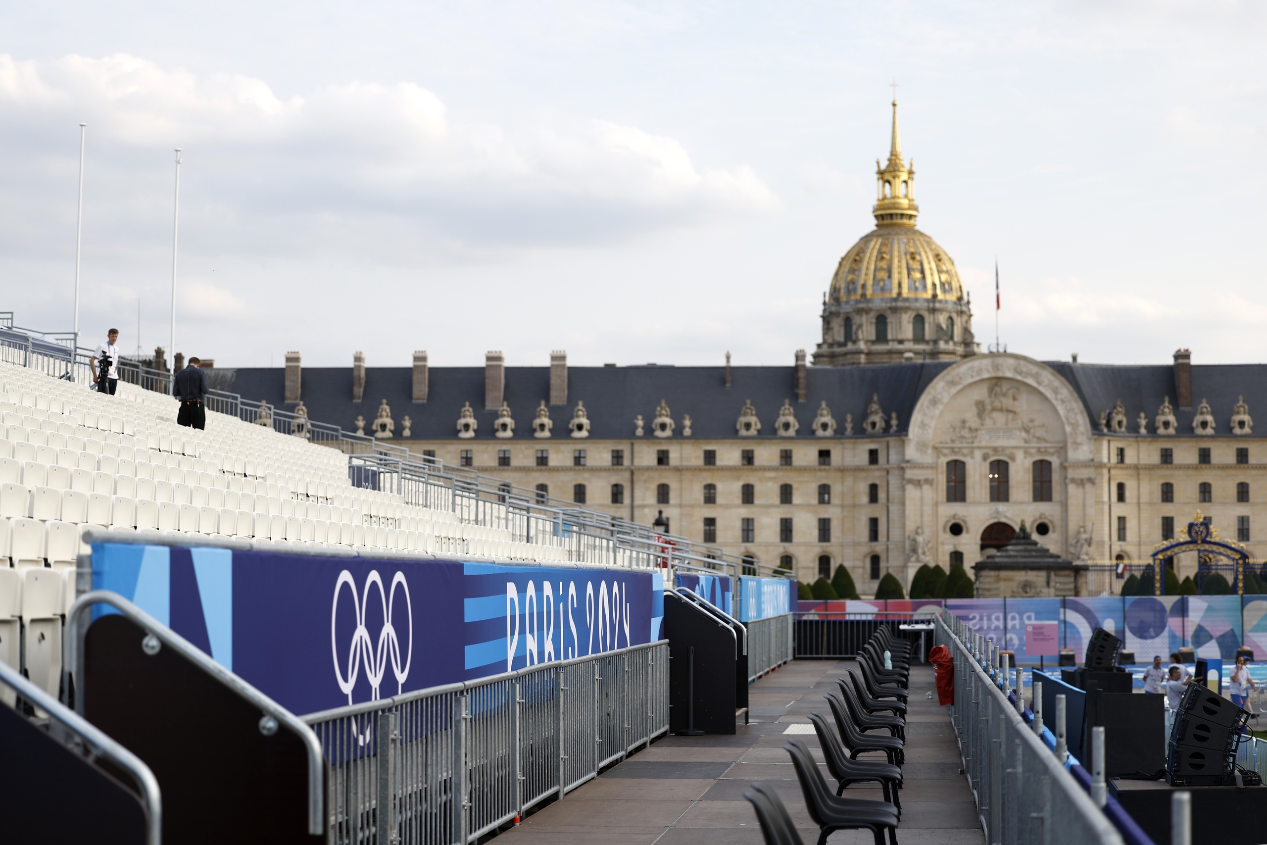 The archery venue for the Paris Olympics is pictured on July 24, 2024 at the Esplanade des Invalides in Paris. /IC