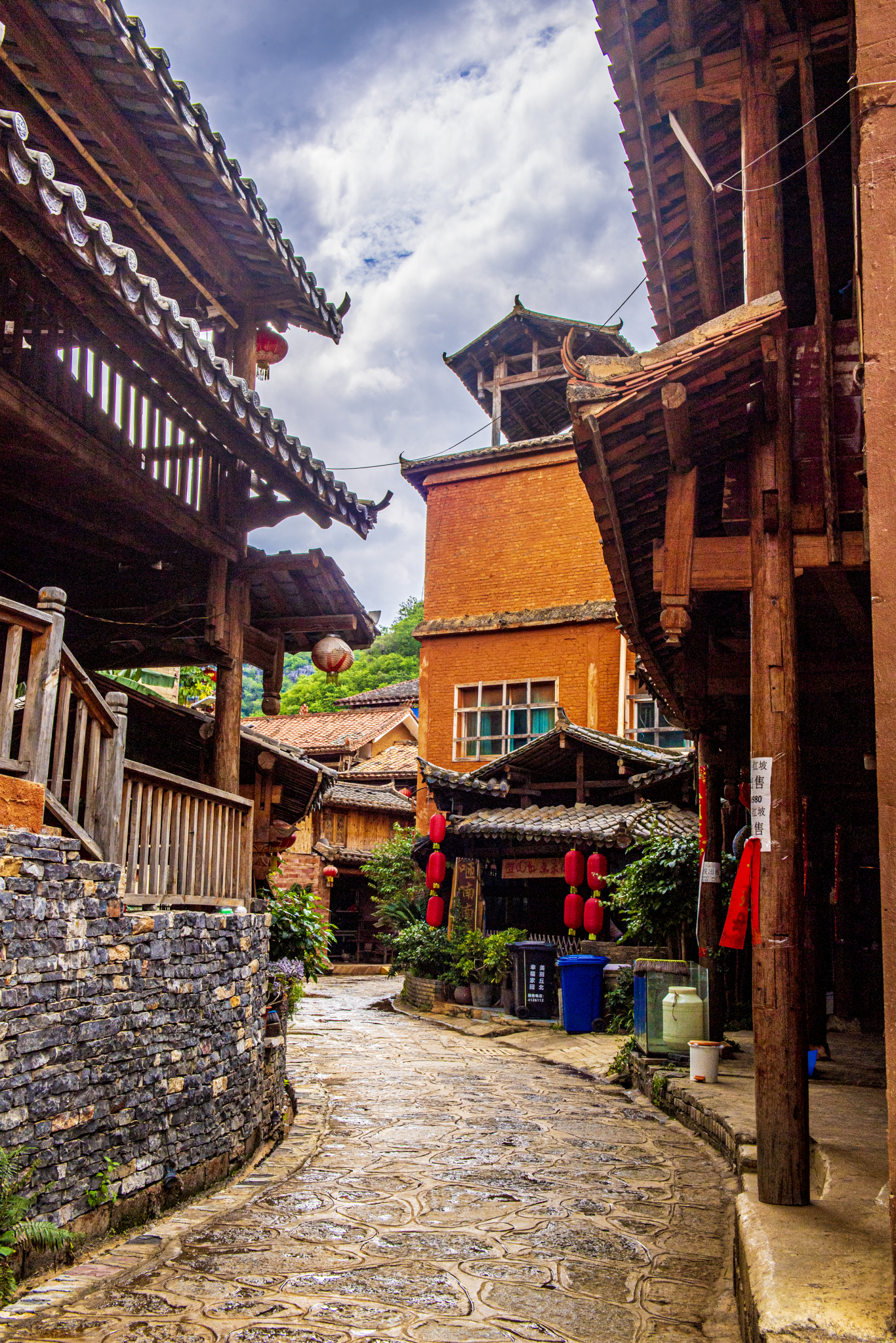 A stone lane is pictured in Xianrendong Village, Yunnan Province on July 6, 2024. /CFP 