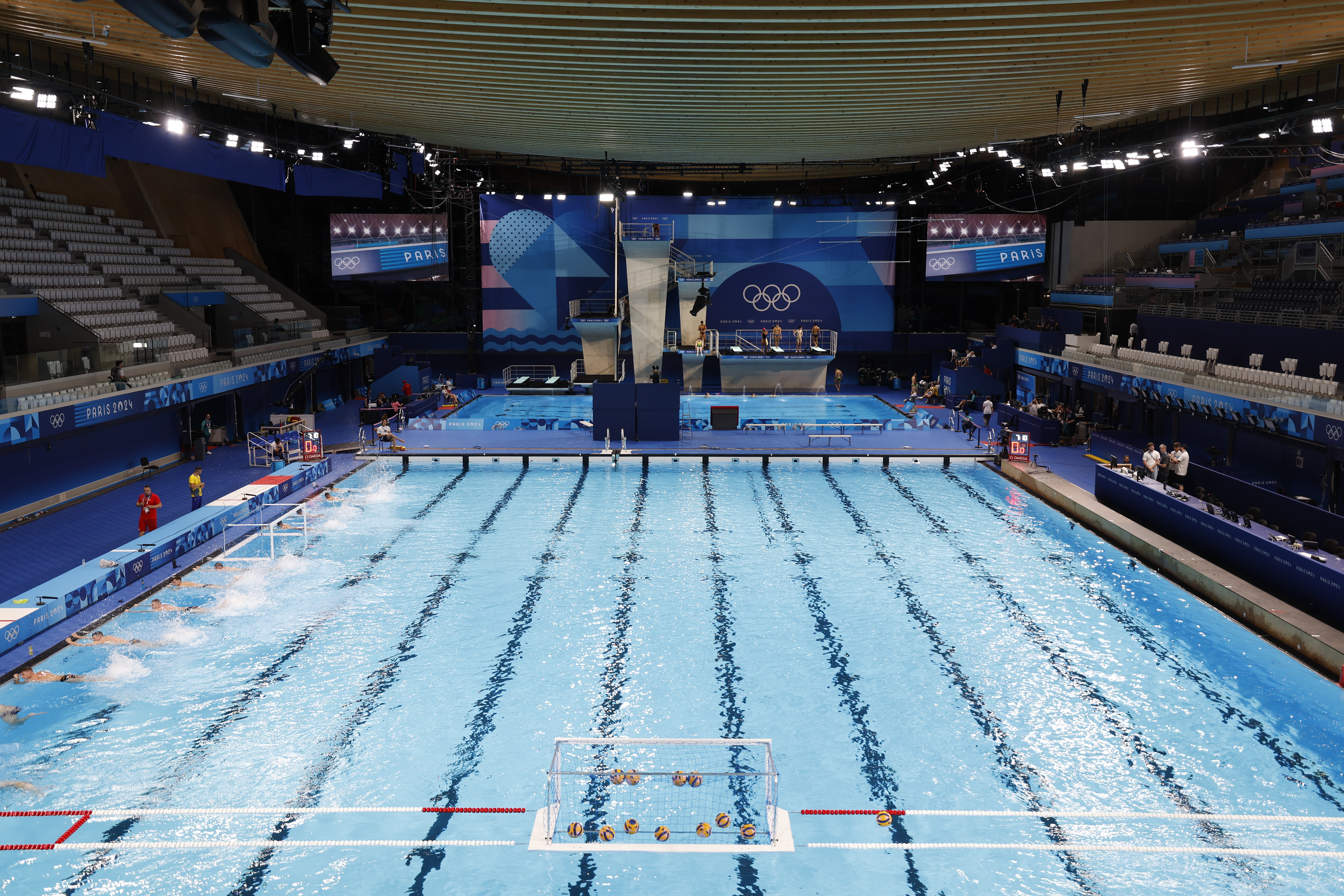 An interior view of the newly built the Aquatics Centre, a venue of the 2024 Paris Olympics in France /IC